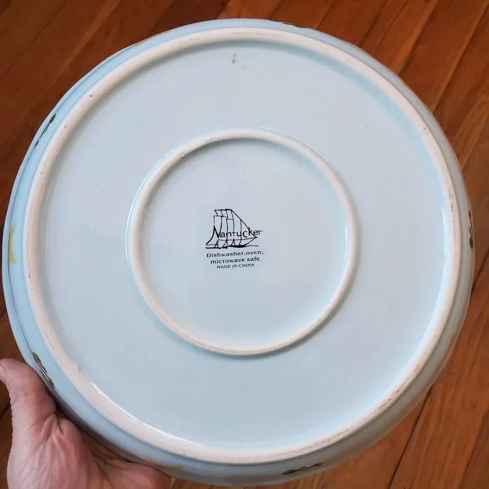 Nantucket Snowman pie plate tray ceramic 10
